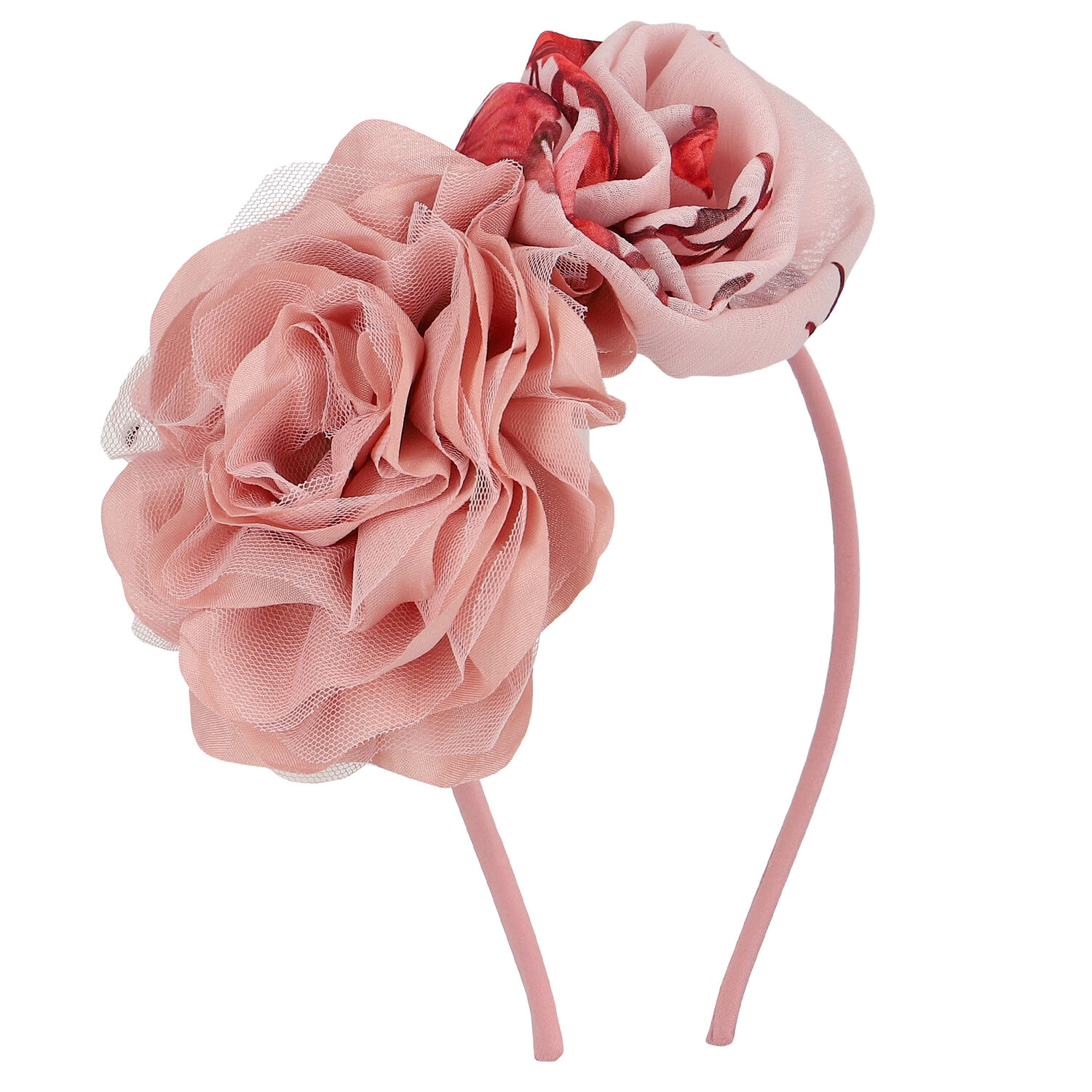 Girls Pink Floral Headband, 1, hi-res