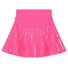 Girls Pink Embellished Knitted Skirt, 1, hi-res