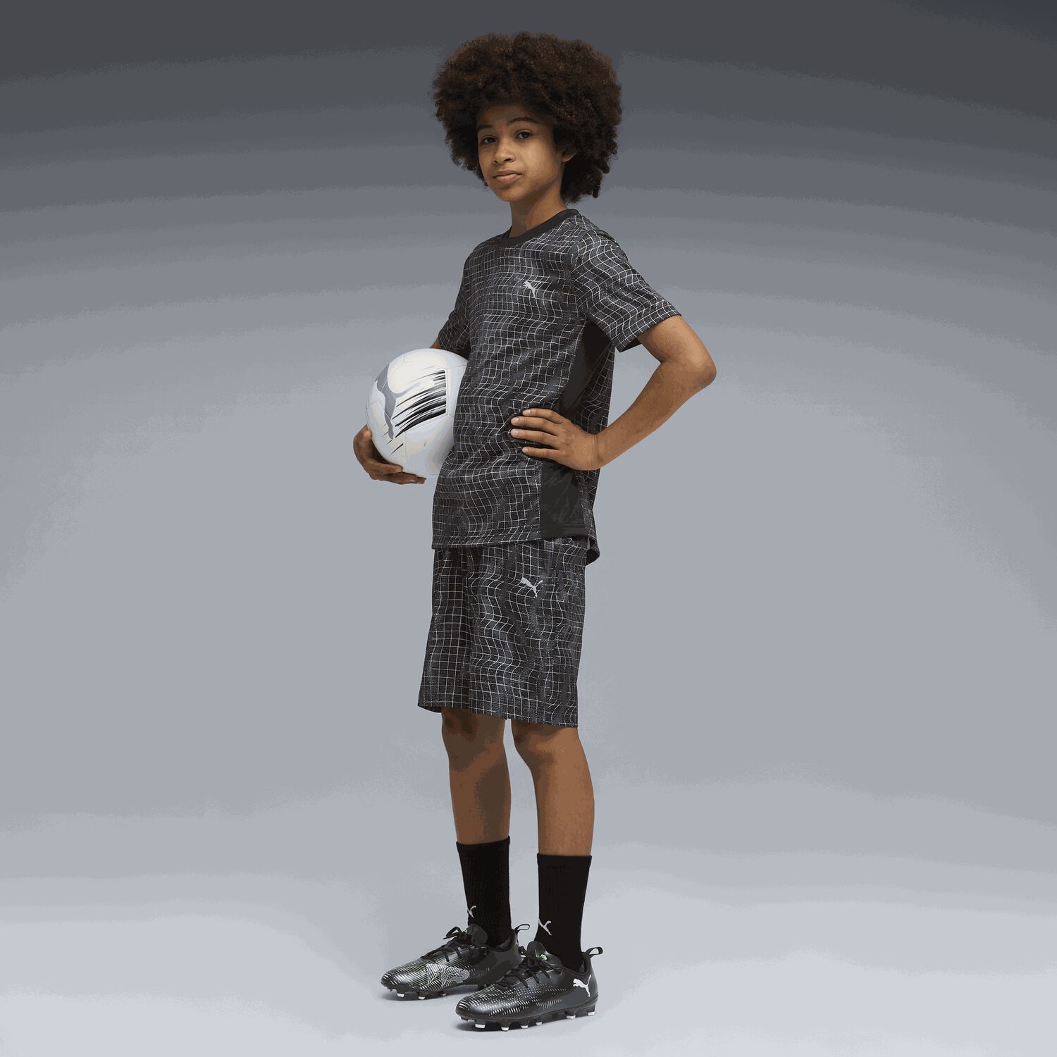 Boys Black Logo Shorts, 1, hi-res