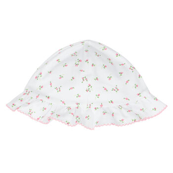 Baby Girls White & Pink Rose Hat