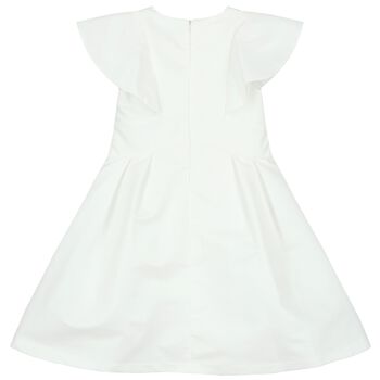 Girls White Flared Dress