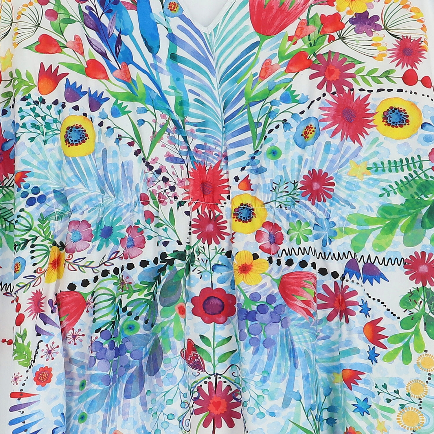 قفطان بنات بالزهور باللون الابيض, 1, hi-res