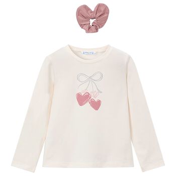 Girls Ivory Long Sleeeve & Scrunchie Set