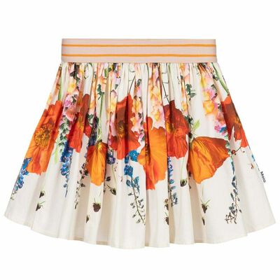 Girls Ivory Floral Skirt