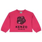 Girls Pink Flower Logo Sweatshirt, 1, hi-res