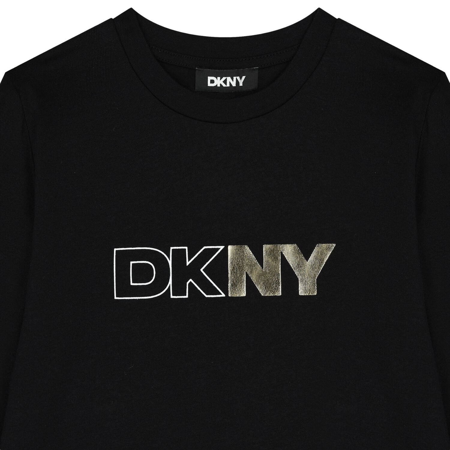 Girls Black Logo Long Sleeve Top, 1, hi-res