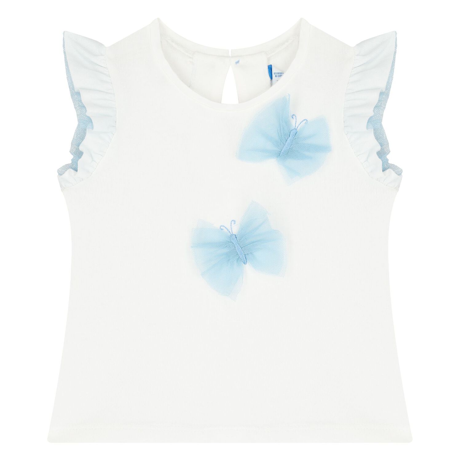 طقم تنوره بنات من التول باللون الابيض والازرق , 2, hi-res