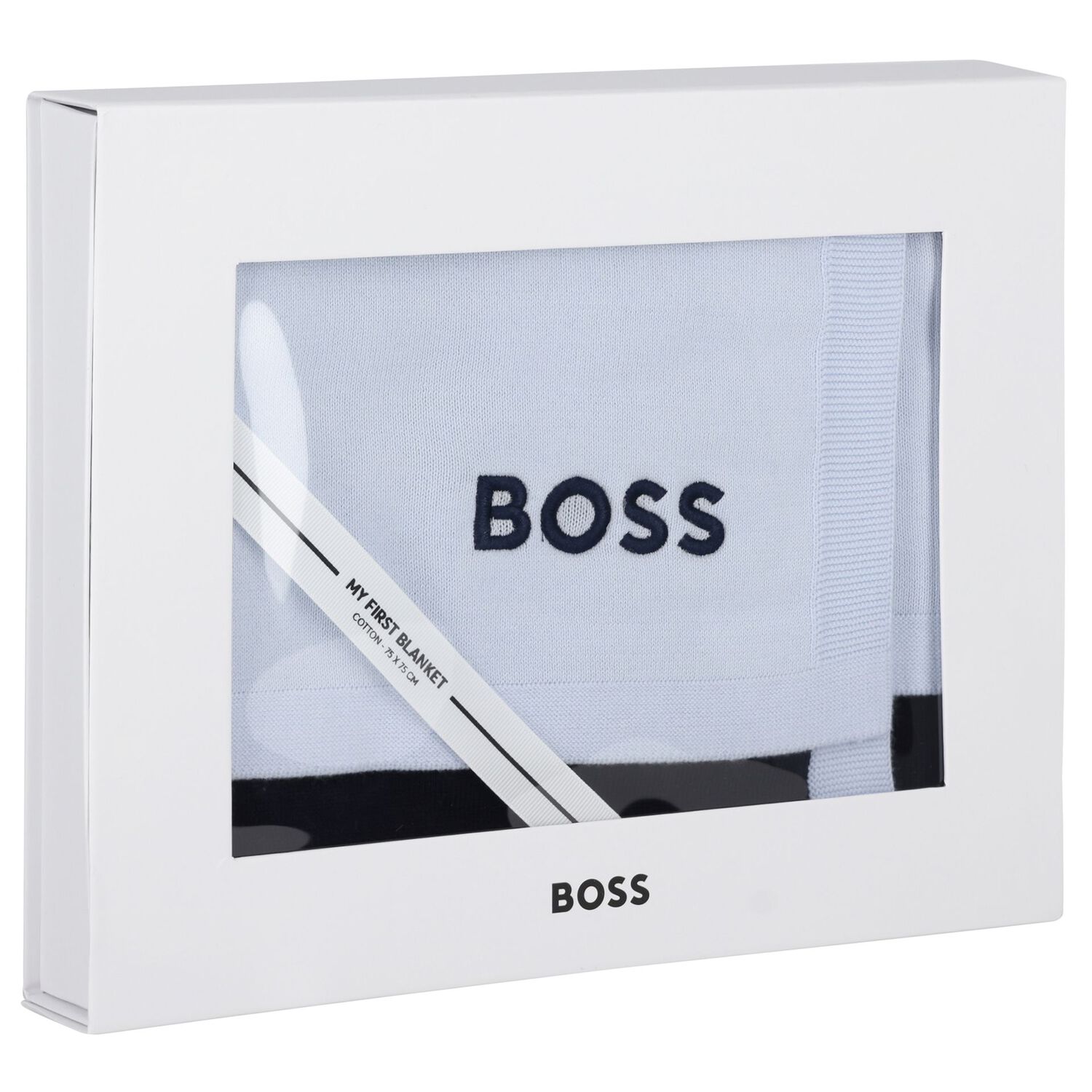 بطانية أطفال مواليد بالشعار باللون الأزرق والكحلي للأولاد, 1, hi-res