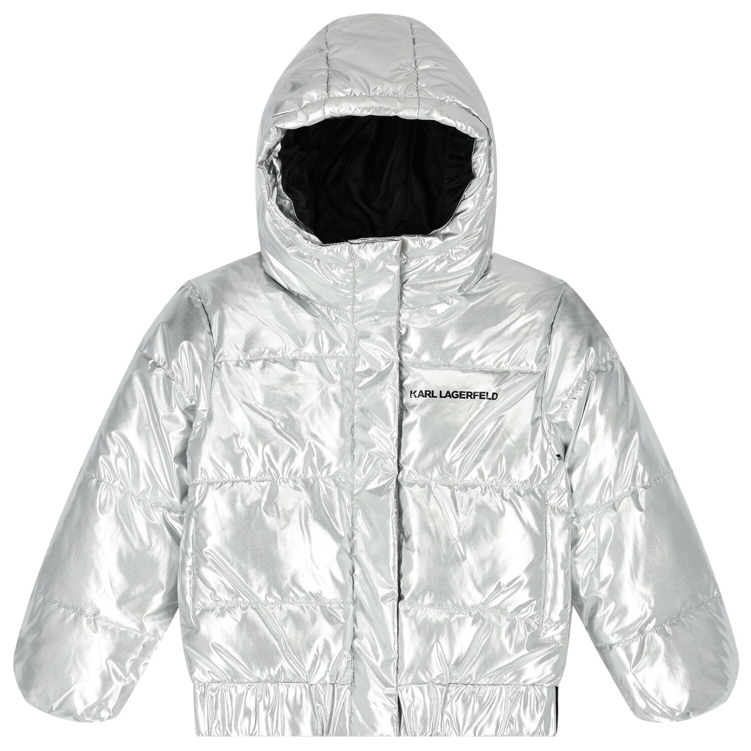 Girls Silver Logo Puffer Jacket, 1, hi-res image number null