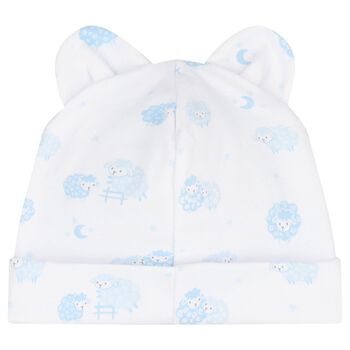 Baby Boys White & Blue Sheep Hat