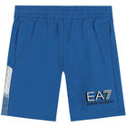 Boys Blue Logo Shorts, 1, hi-res