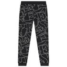 Girls Black Logo Joggers, 2, hi-res