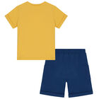 Younger Boys Yellow & Blue Hippo Shorts Set, 1, hi-res