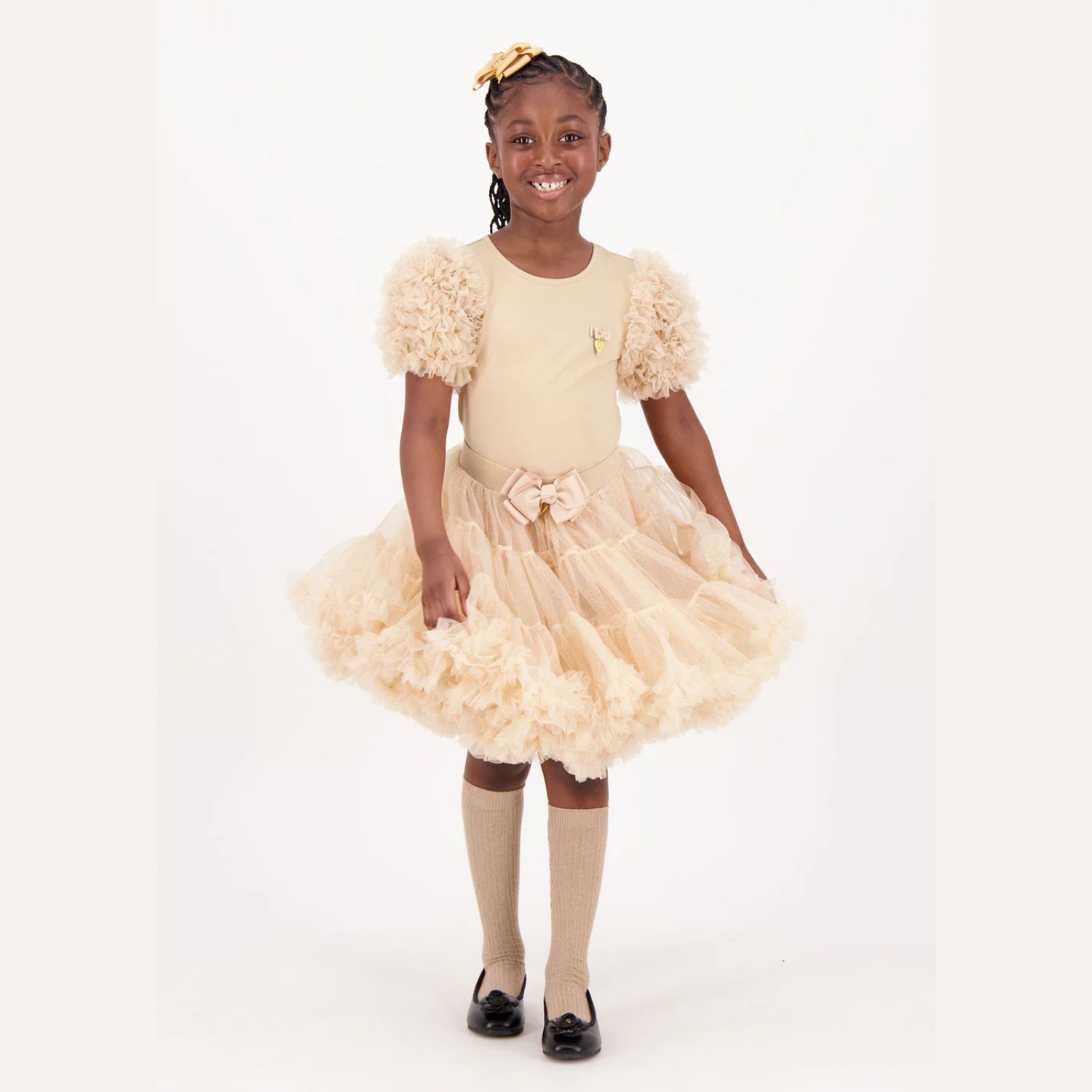 تنورة تول  باللون البيج و الذهبى, 14, hi-res image number null