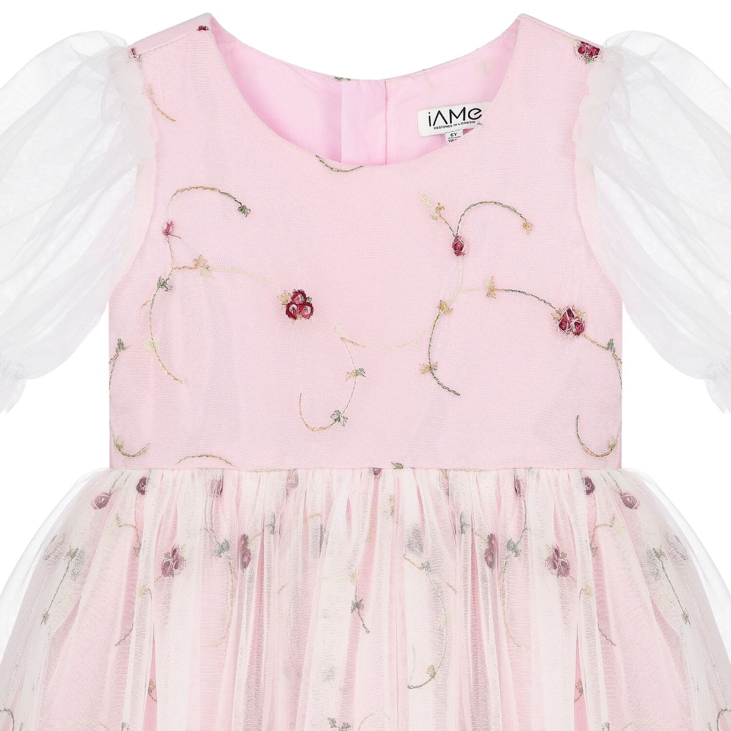 Girls Pink Floral Tulle Dress, 1, hi-res image number null