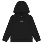 Boys Black Logo Hooded Top, 2, hi-res