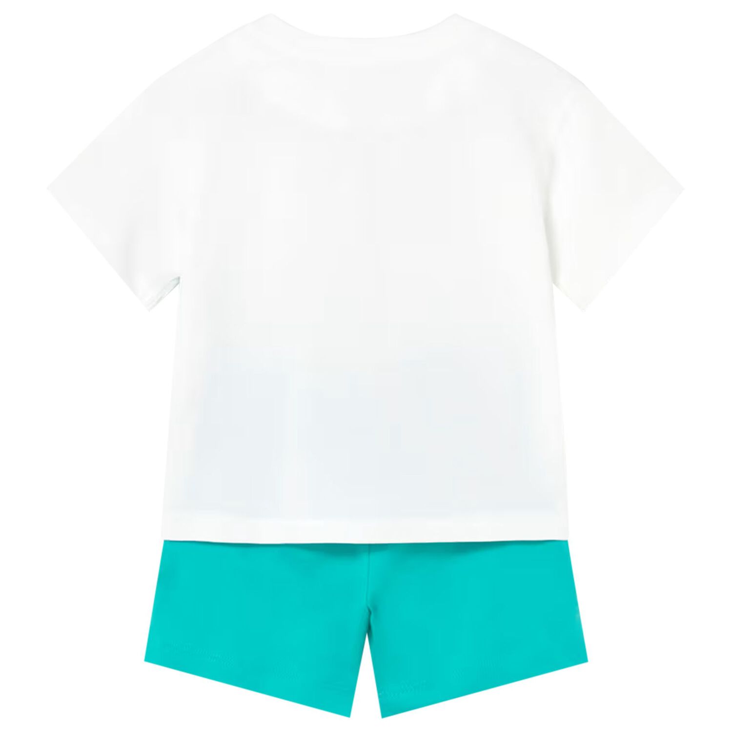 Younger Boys White & Aqua Shorts Set, 3, hi-res