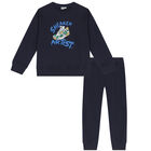 Boys Navy Blue Sneaker Tracksuit, 1, hi-res