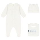 Ivory Teddy Bear Logo Babygrow Gift Set, 1, hi-res