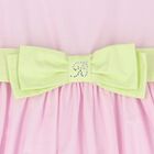 فستان بنات بفيونكة باللون الوردي والأصفر, 1, hi-res