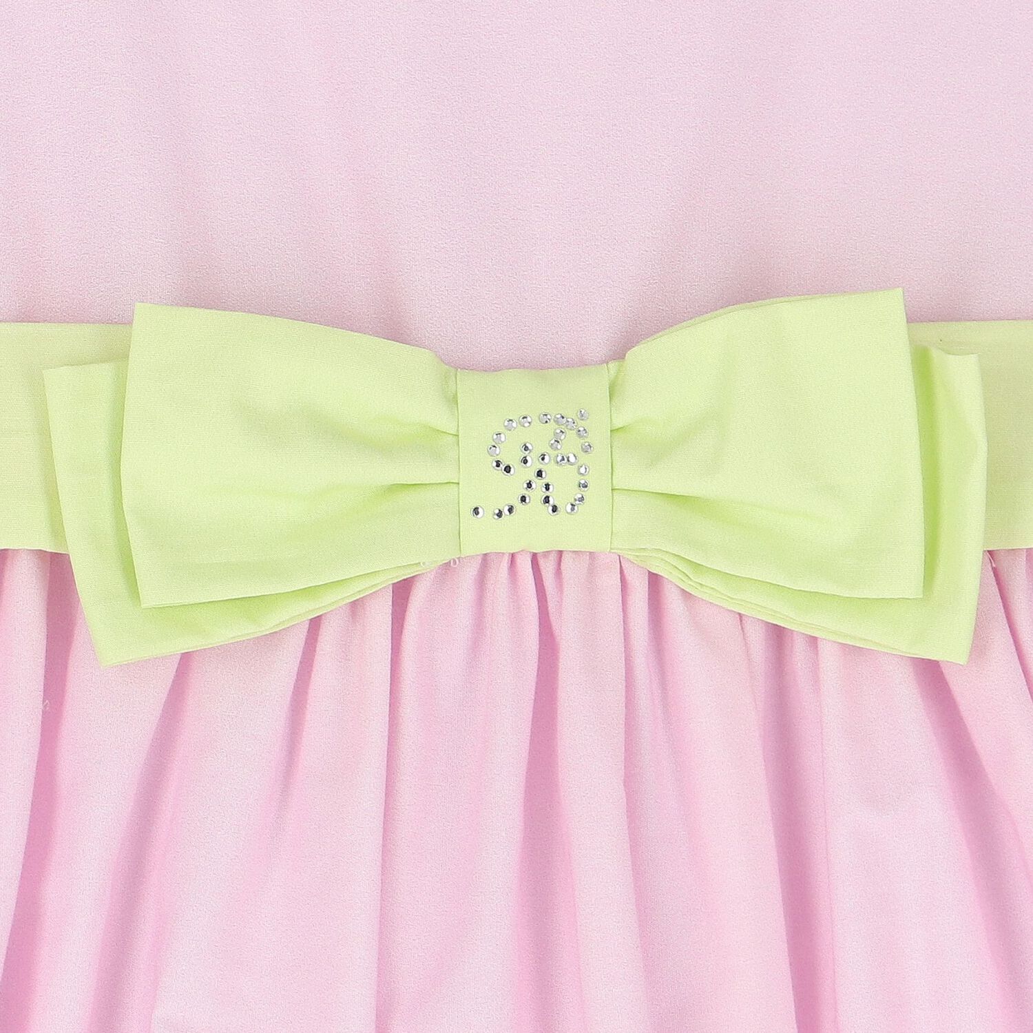 فستان بنات بفيونكة باللون الوردي والأصفر, 1, hi-res image number null