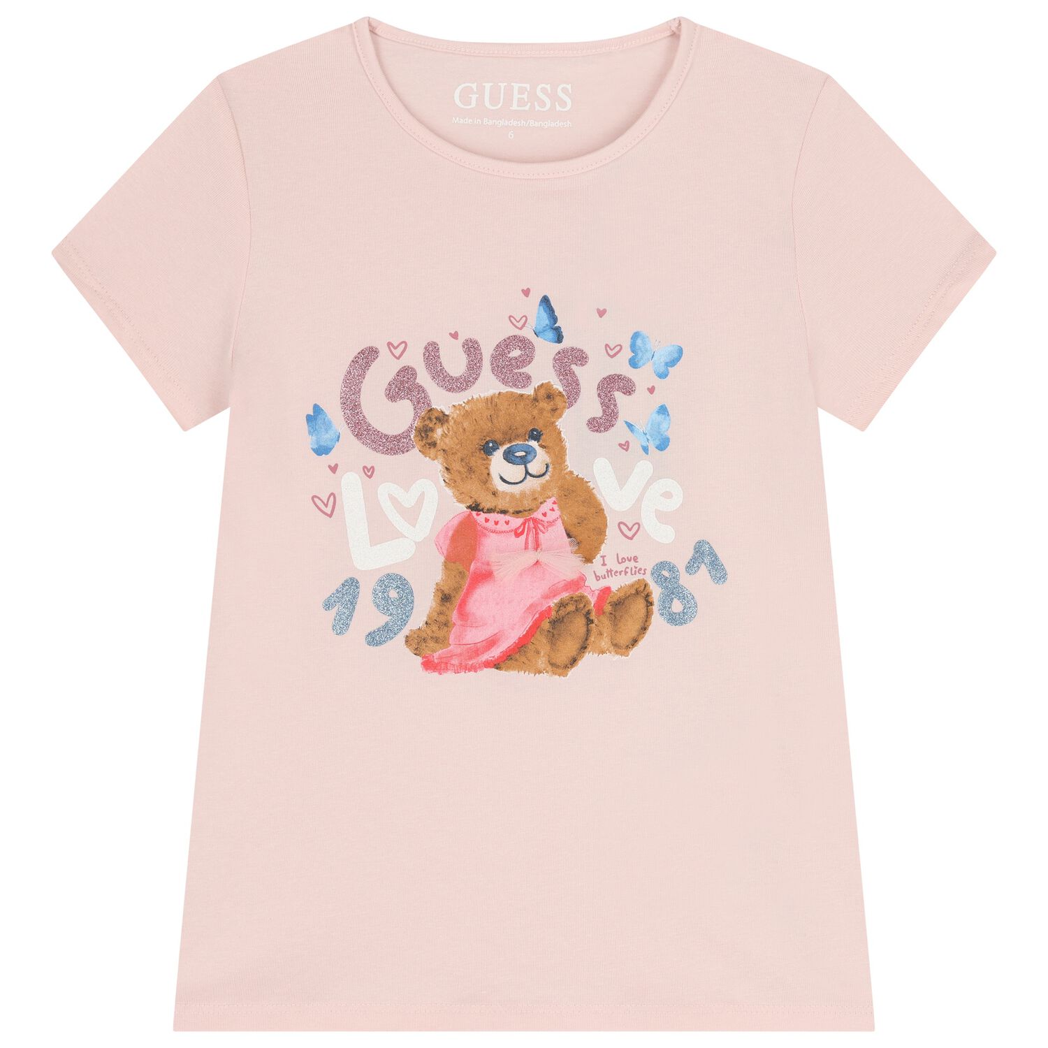 Girls Pink Teddy Bear Logo T-Shirt, 2, hi-res