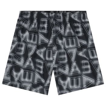 Boys Grey & White Logo Swim Shorts