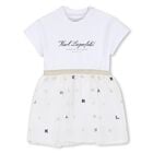 Baby Girls White Logo Tulle Dress, 1, hi-res