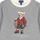 Boys Grey Logo Polo Bear Sweatshirt, 1, hi-res