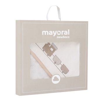 منشفه هودى للاولاد باللون الابيض والبيج 