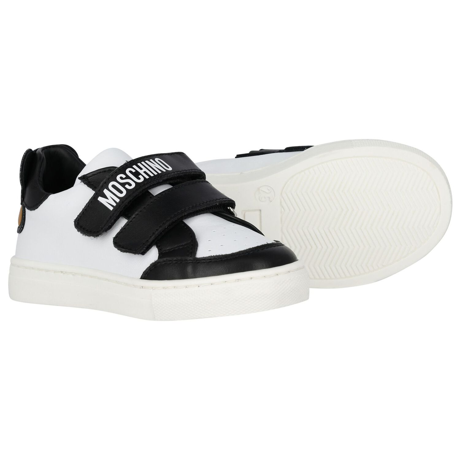 White & Black Teddy Bear Logo Trainers, 1, hi-res image number null