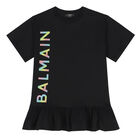 فستان بالشعار باللون الاسود, 1, hi-res