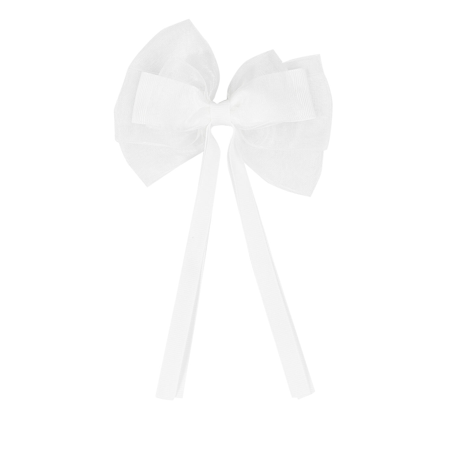 Girls White Bow Hair Clip, 2, hi-res