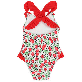 Younger Girls White & Red Swimsuit