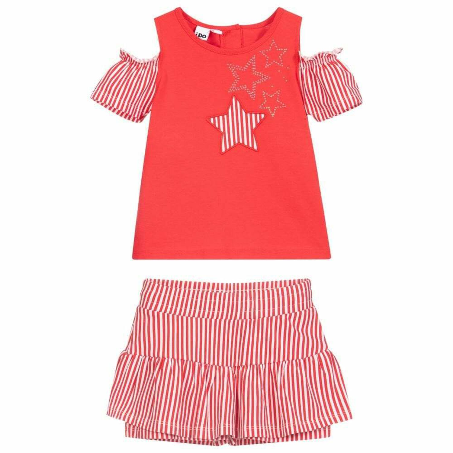 Girls Red & White Short Set, 1, hi-res image number null