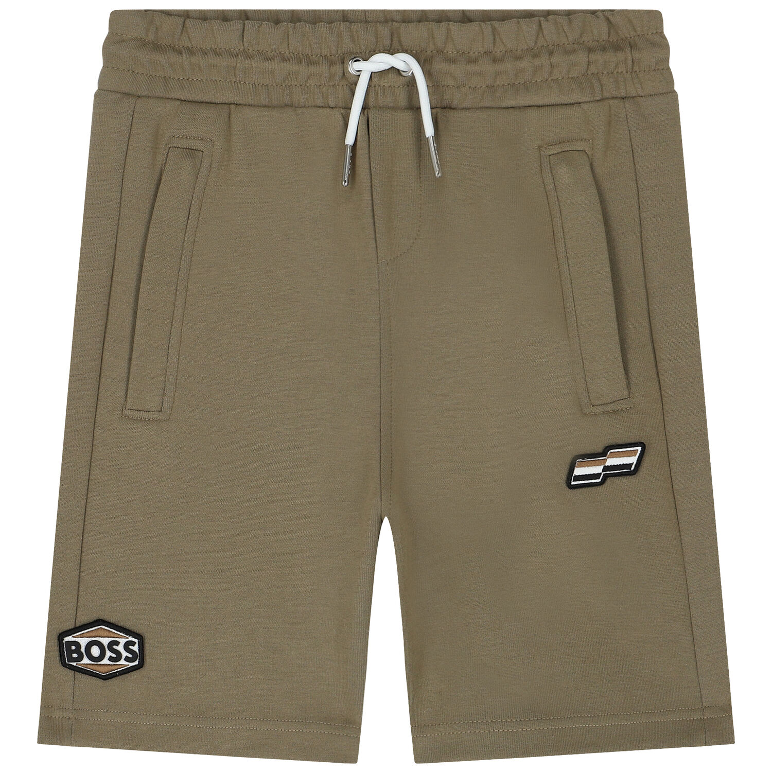 Boys Khaki Green Logo Shorts, 1, hi-res image number null