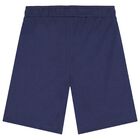 Boys White & Navy Blue Logo Shorts, 2, hi-res