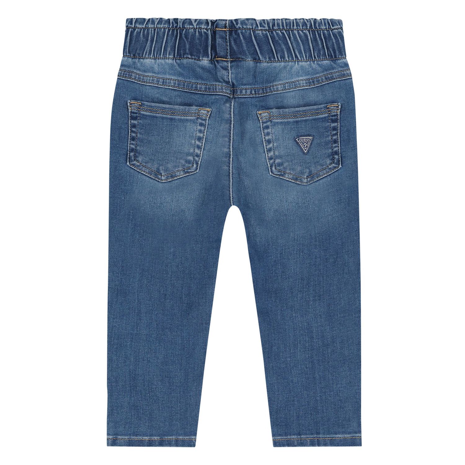 Baby Girls Blue Heart Denim Jeans, 1, hi-res