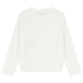 Girls Ivory Logo Long Sleeve Top