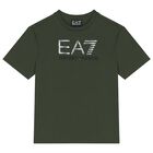 تيشيرت أولاد بالشعار باللون الأخضر, 2, hi-res