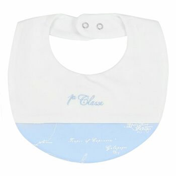 White & Blue Geo Map Baby Bib