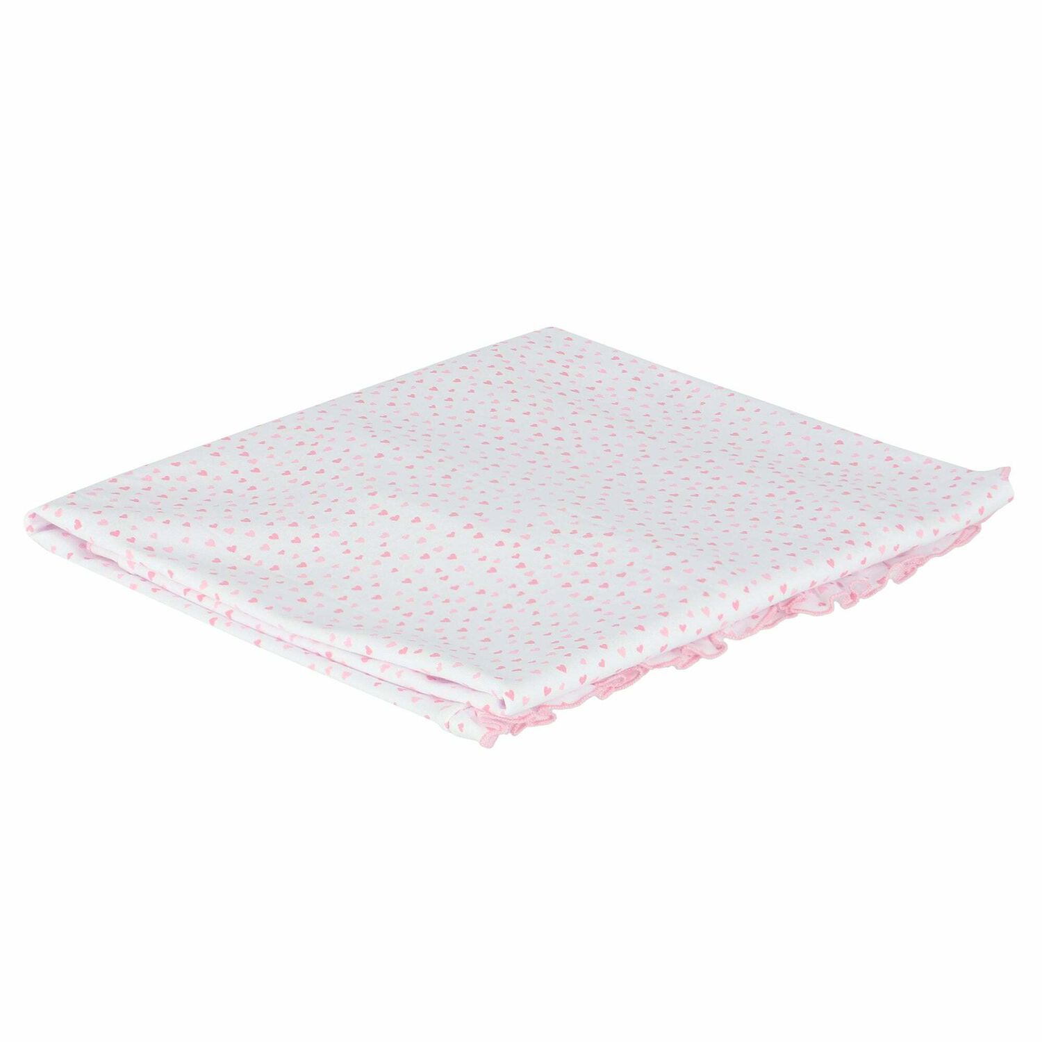 Baby Girls White Heart Print Blanket, 1, hi-res