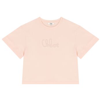 CHLOE Girls Pink Logo T-Shirt, 2 Girls Pink Logo T-Shirt