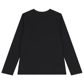 Girls Black Logo Long Sleeve Top