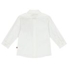 Younger Boys White & Beige Logo Shirt, 1, hi-res