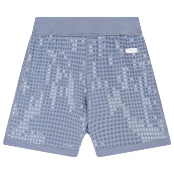 Girls Blue Logo Sequin Shorts