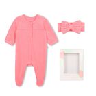 Baby Girls Pink Velvet Babygrow Gift Set, 1, hi-res