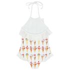 مايوة بنات بطبعة ايس كريم باللون الأبيض, 1, hi-res