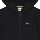 Boys Black Logo Zip Up Top, 1, hi-res