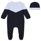 Baby Boys Navy Blue & Blue Logo Babygrow Gift Set, 1, hi-res